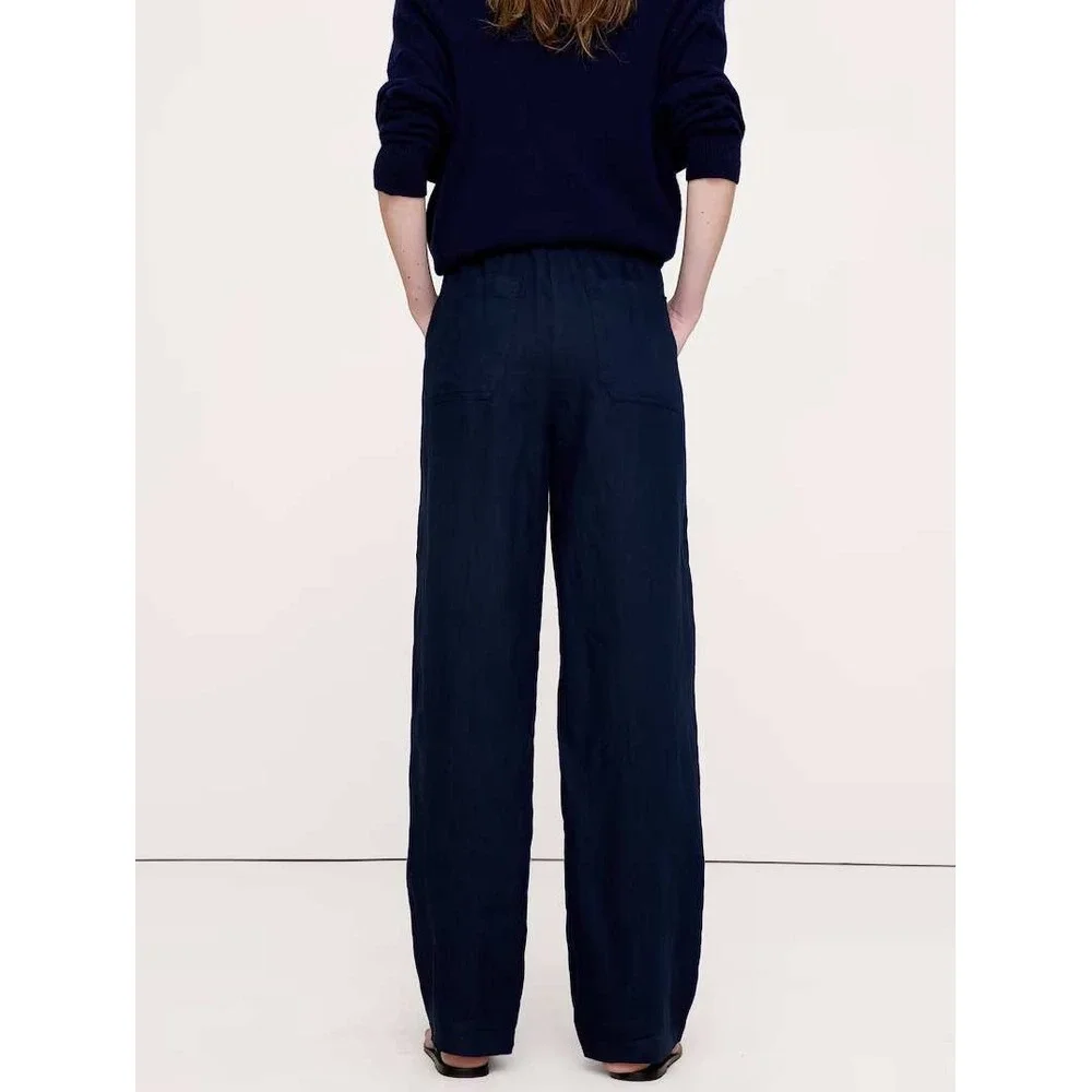 Banana Republic Linen Pants Navy Blue Size XL New With Tags